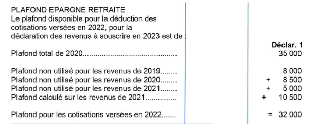 Capture écran épargne retraite impôt